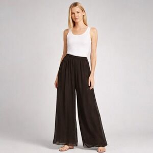 Gigi Moda Italy Silk Wide Leg Palazzo Pants Relaxed Luxe Minimalist *See Measur.